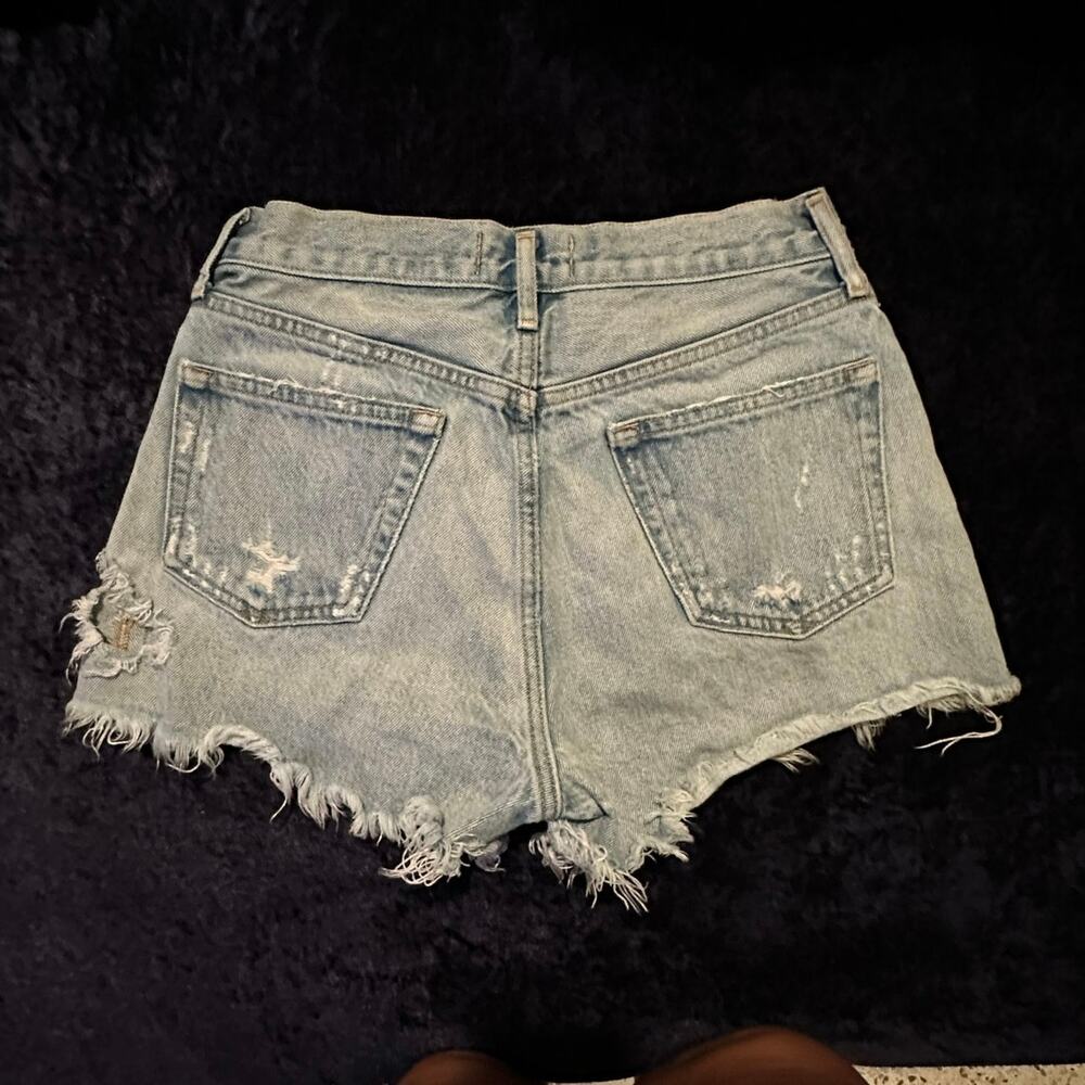 Agolde Parker Vintage Frayed-Hem button fly distressed Denim Shorts size 24 - Picture 5 of 11
